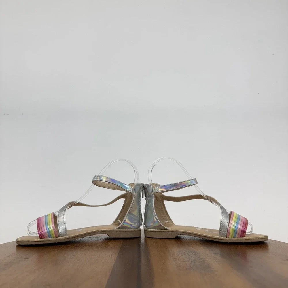 New‎ Big Kids Girls Harper Canyon Matilda Stappy Rainbow Silver Sandals Size 1 Y